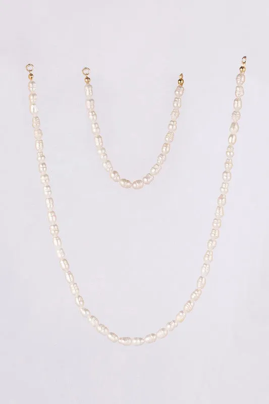 Mid-sized natural pearl bracelet, necklace set