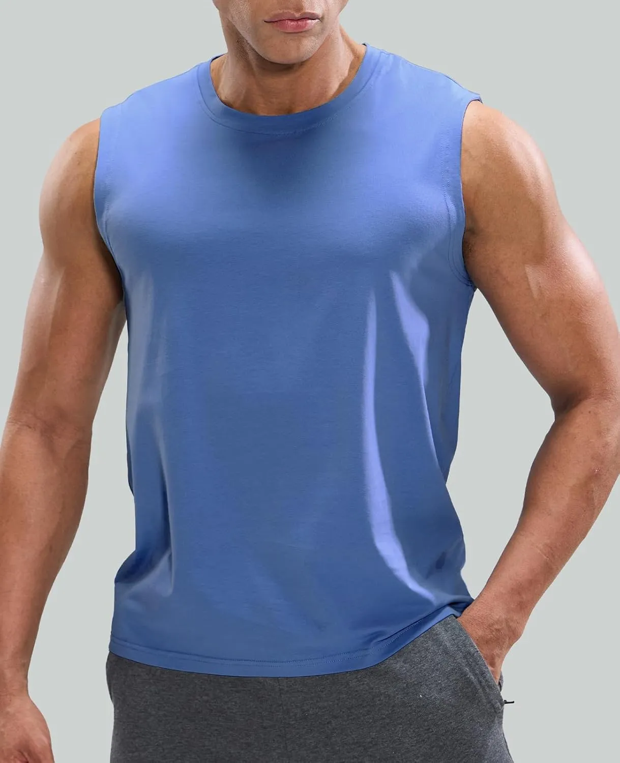 MIER Men's Tank Tops Cotton Sleeveless Muscle Shirts for Workout Running Athletic Gym Lounge Casual, Breathable