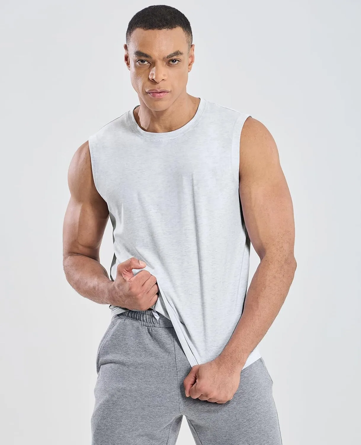 MIER Men's Tank Tops Cotton Sleeveless Muscle Shirts for Workout Running Athletic Gym Lounge Casual, Breathable