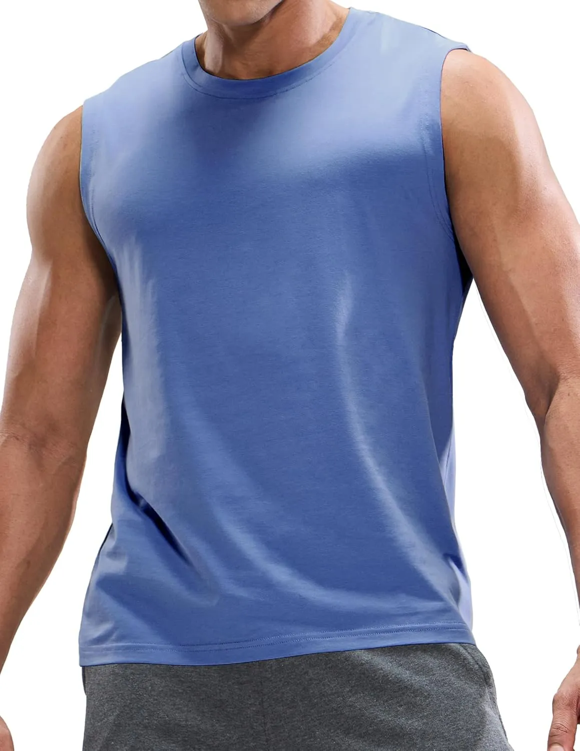 MIER Men's Tank Tops Cotton Sleeveless Muscle Shirts for Workout Running Athletic Gym Lounge Casual, Breathable