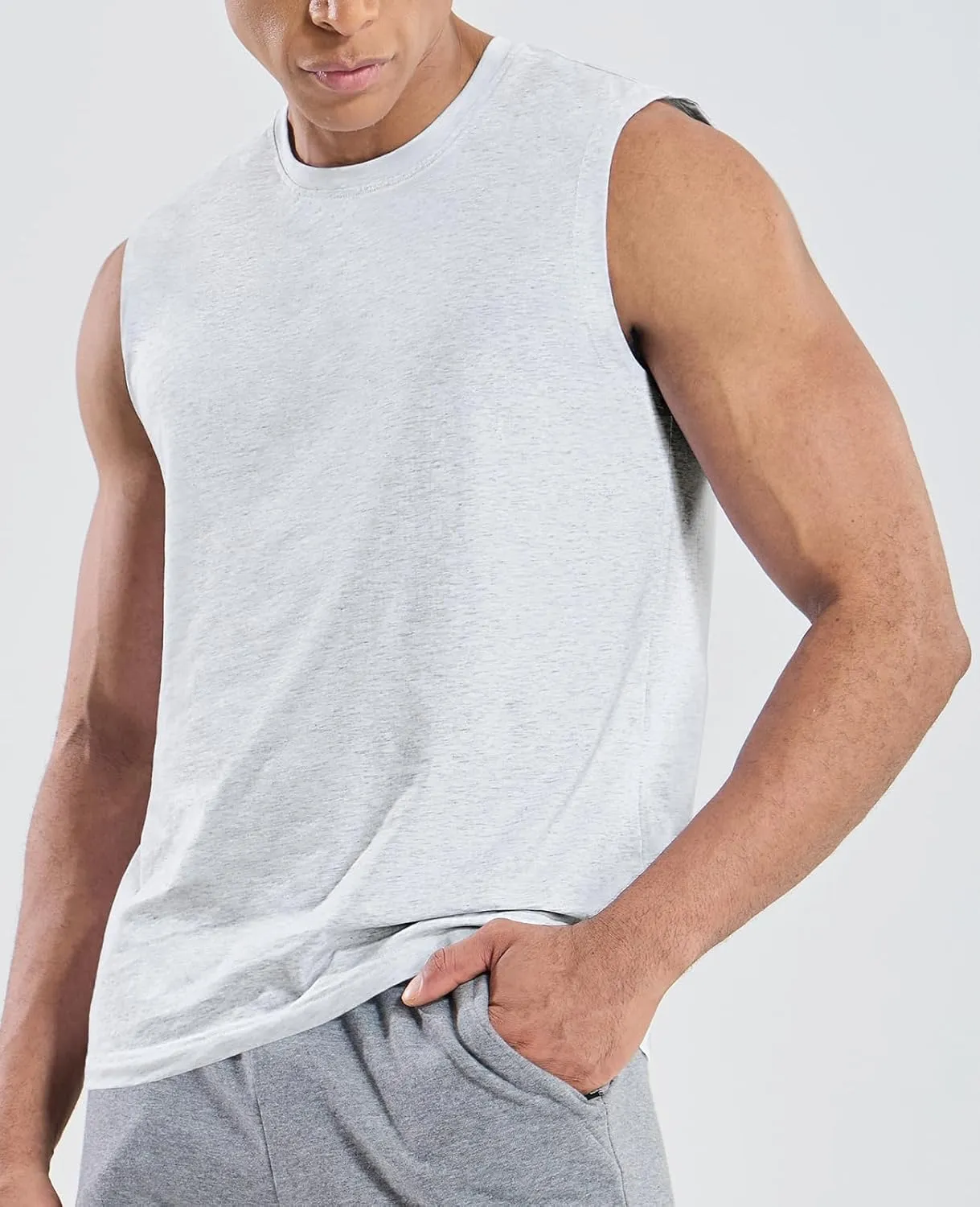 MIER Men's Tank Tops Cotton Sleeveless Muscle Shirts for Workout Running Athletic Gym Lounge Casual, Breathable