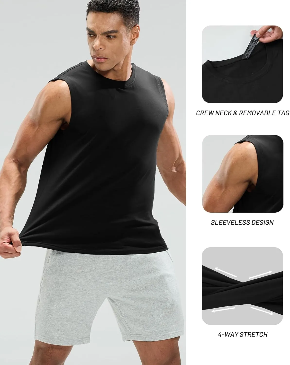 MIER Men's Tank Tops Cotton Sleeveless Muscle Shirts for Workout Running Athletic Gym Lounge Casual, Breathable