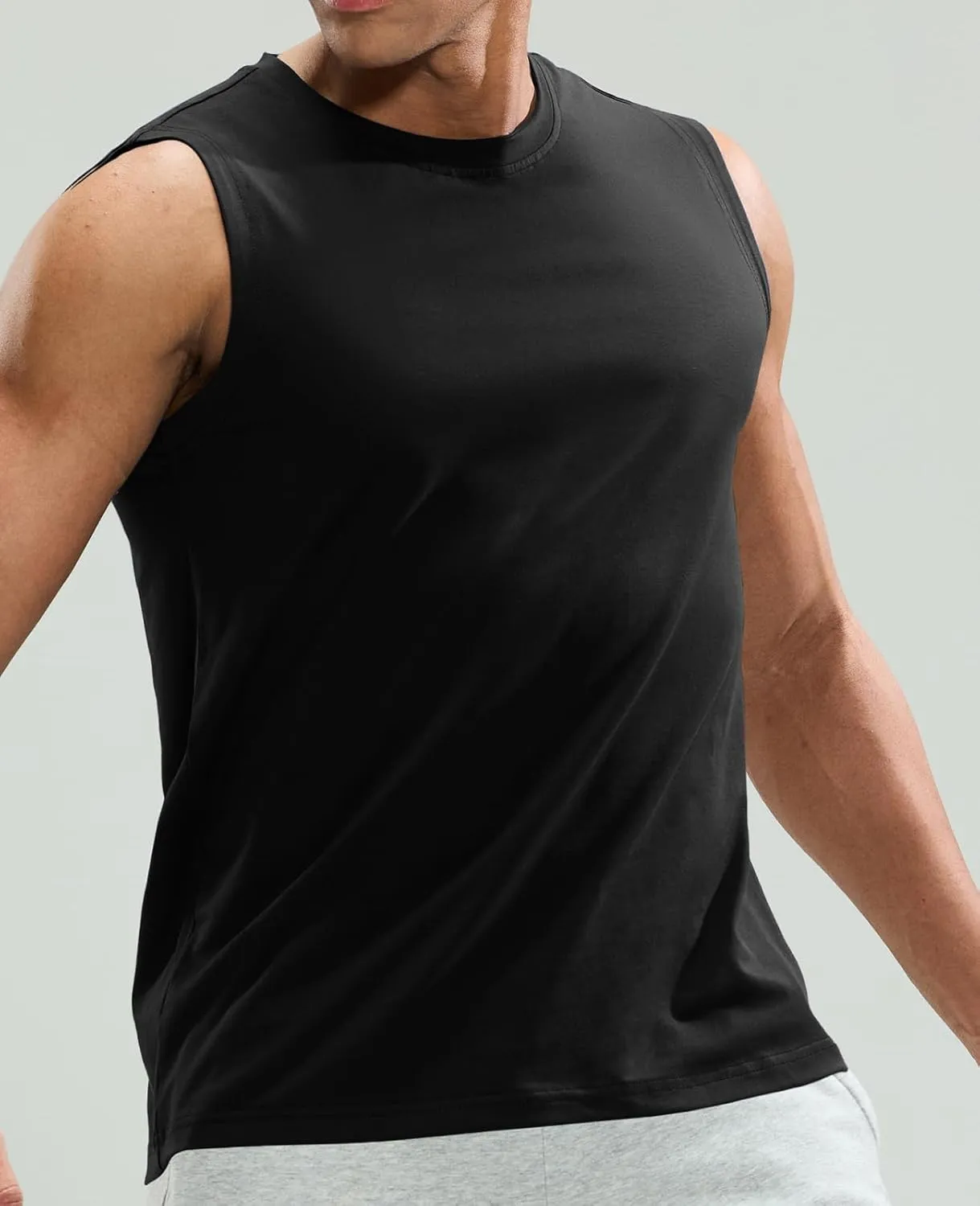 MIER Men's Tank Tops Cotton Sleeveless Muscle Shirts for Workout Running Athletic Gym Lounge Casual, Breathable