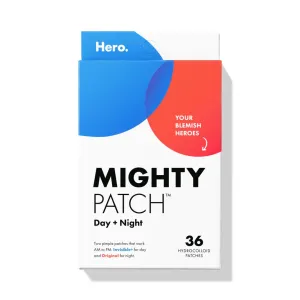 Mighty Patch™ Day and Night Patches – The Hydrocolloid Patch Duo Pack. Derm-Tested. Medical-Grade Hydrocolloid. Absorbs Pimple Gunk in 6-8 Hours. 36ct (18x Original, 18x Invisible )