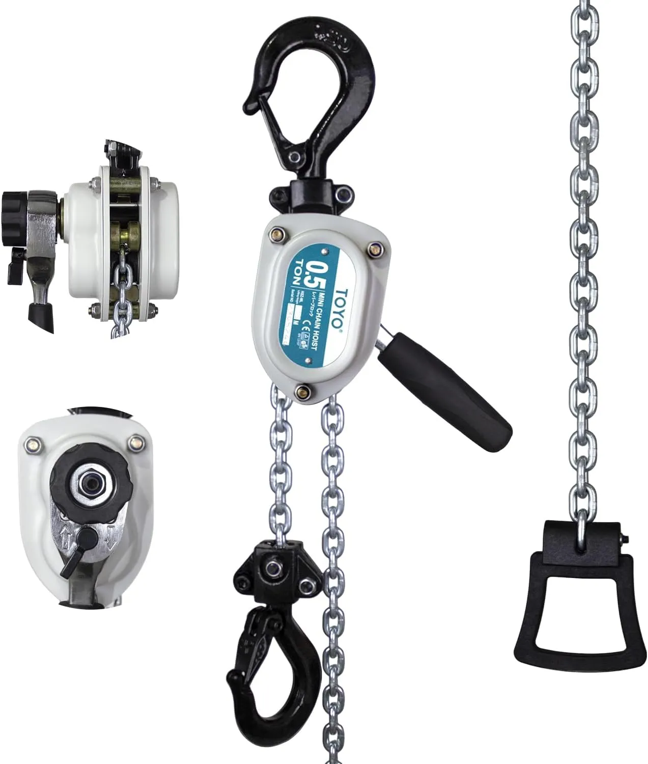 Mini Chain Hoist 1100lb TOYO Manual Lever Hoist 1/2 ton mini Puller 20ft Hand Lever Chain Hoist 6M Come Along Ratchet Lever Block Garages Warehouse Automotive Machinery