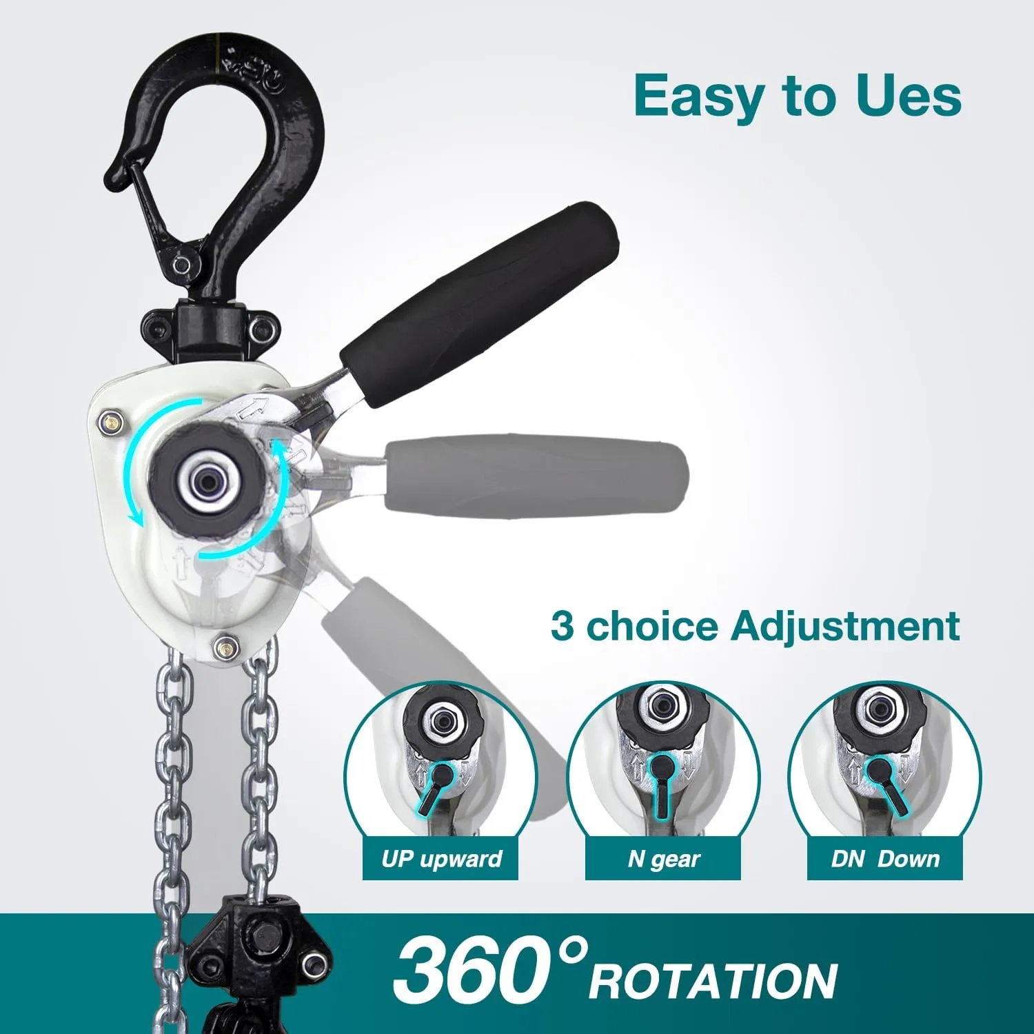 Mini Chain Hoist 1100lb TOYO Manual Lever Hoist 1/2 ton mini Puller 20ft Hand Lever Chain Hoist 6M Come Along Ratchet Lever Block Garages Warehouse Automotive Machinery