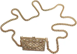 Mini Crossbody Purse Y2k Small Belt Bag Women Metal Gold Purses Vintage 2000s Accessories (Square Gold)