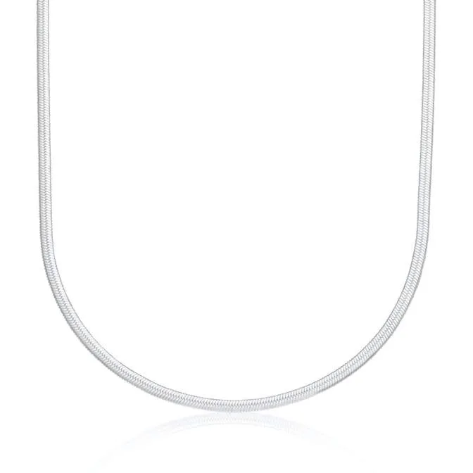 Mini Flat Snake Chain Necklace - Silver - SPS-307