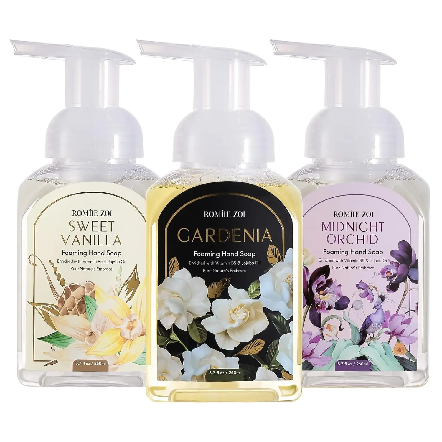 Mini Foaming Hand Soap - Pack of 3 - Orchid, Sweet Vanilla, Gardenia - 260 ML/ 8.7 FL. OZ Each