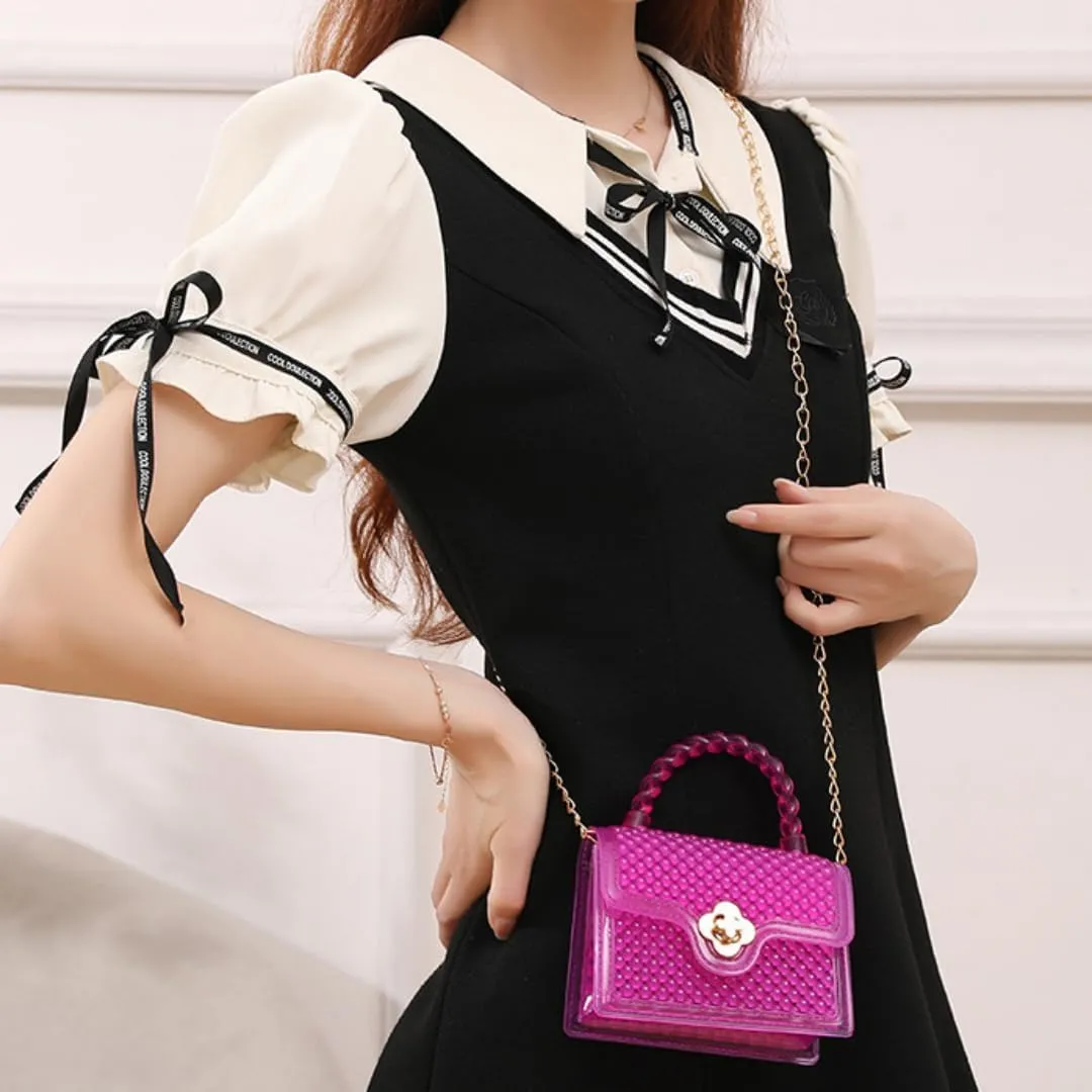 Mini Jelly Bag Fashion Candy Color Handbag with Chain Strap Pvc Shoulder Bags for Women Small Crossbody Bag