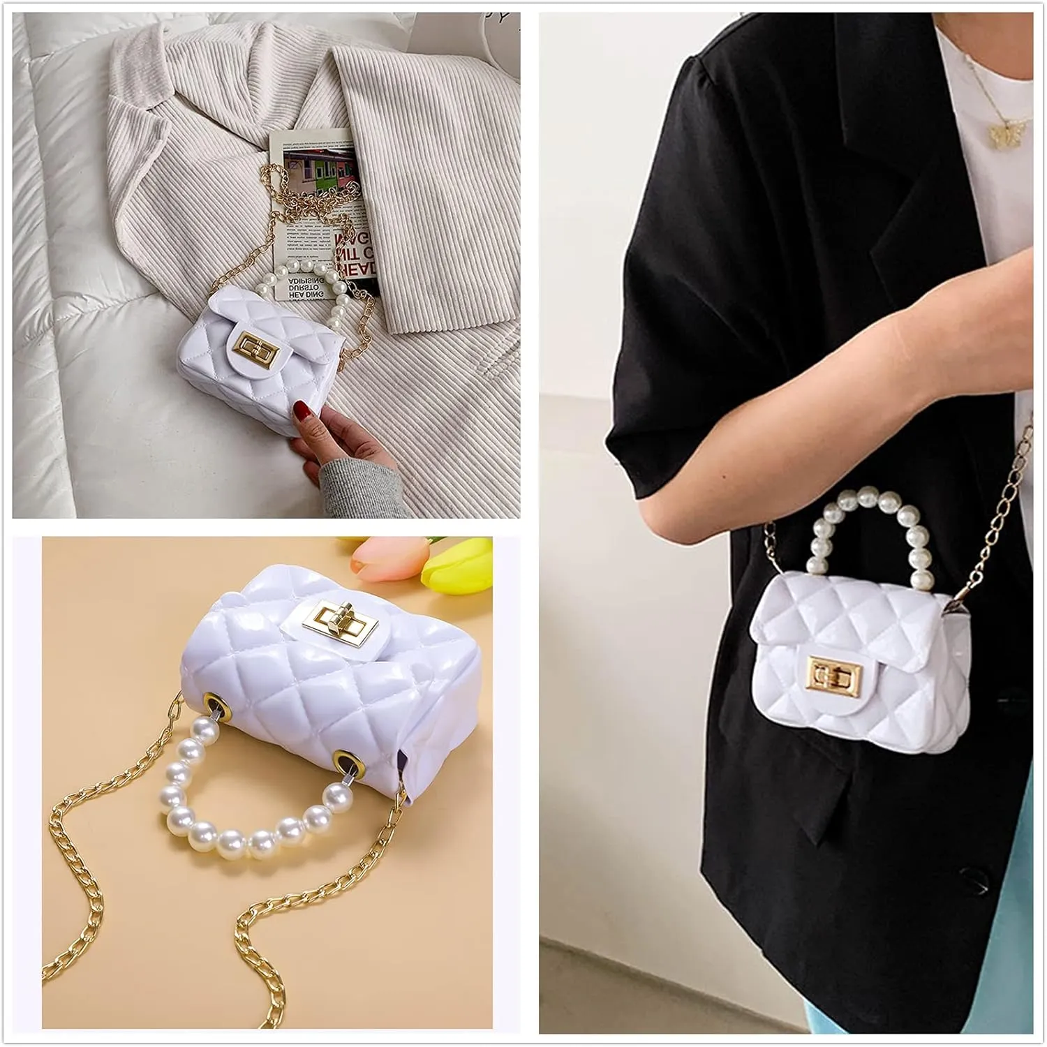 Mini Jelly Purse, Girls Mini Bag Children Small Crossbody Purse Kid with Gold Chain
