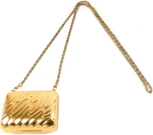Mini Metallic Hard Case Handbag With Mirror and Long Chain