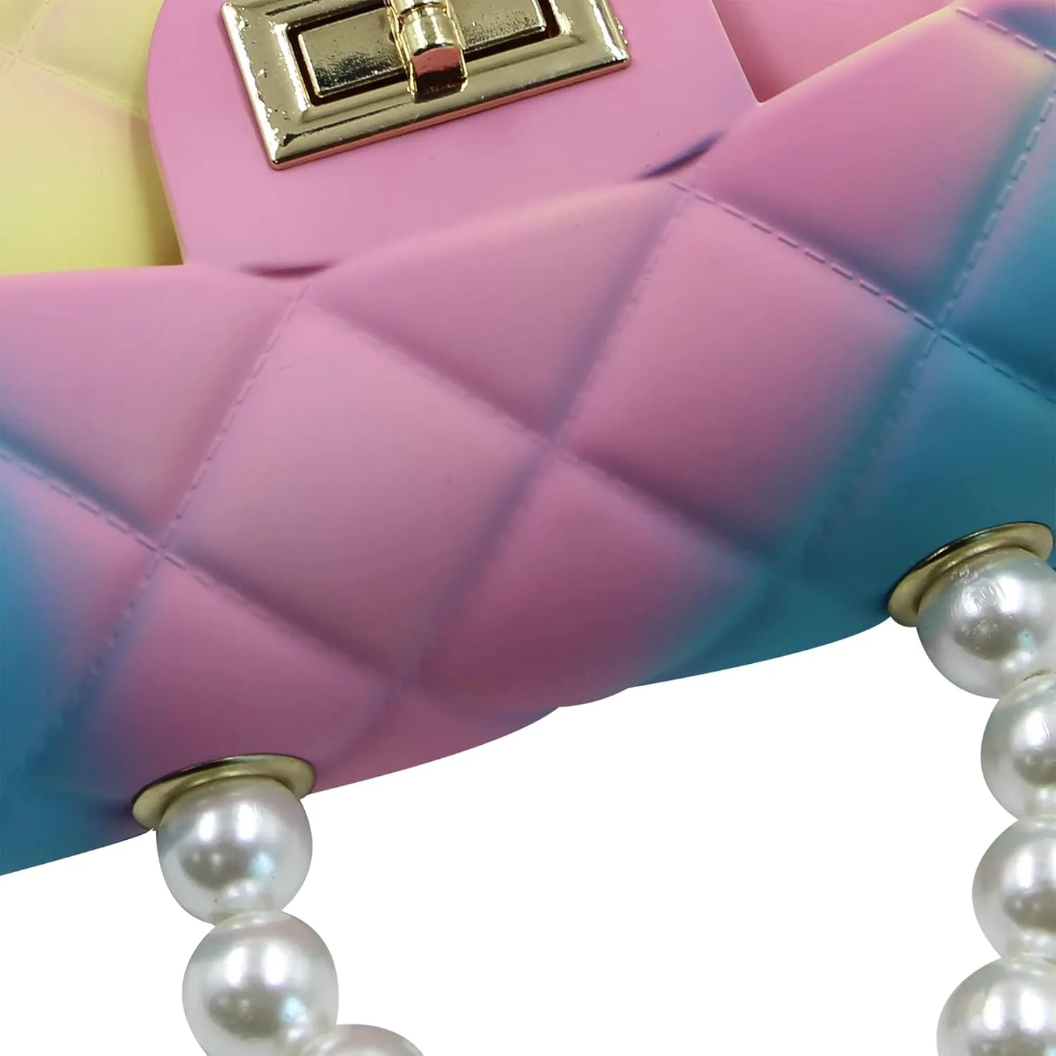 Mini Pink Purse for Women Tie Dyed Toy Handbag Jelly Shoulder Bag Satchel Crossbody Purse with Pearls Handle(Small)