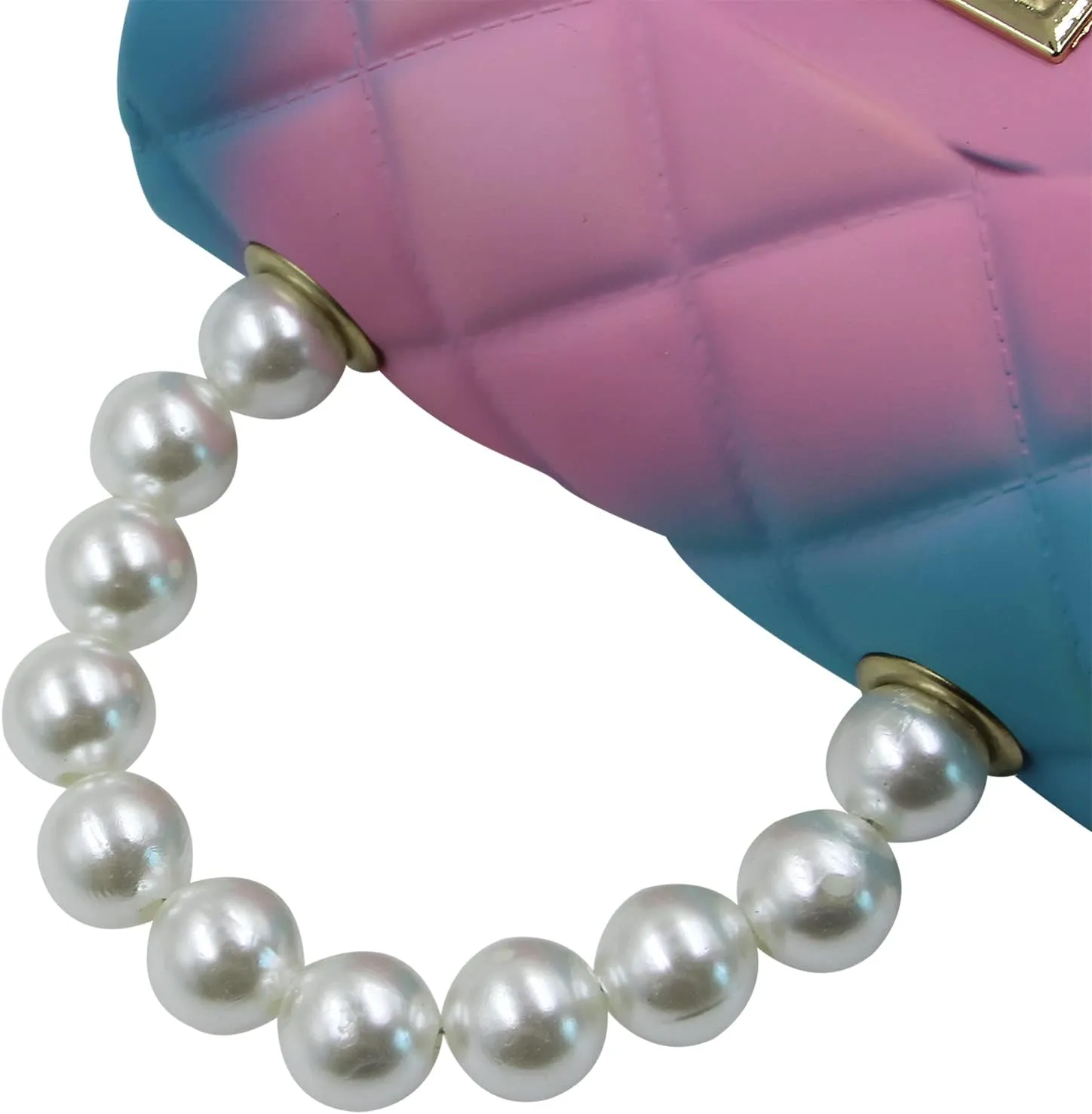 Mini Pink Purse for Women Tie Dyed Toy Handbag Jelly Shoulder Bag Satchel Crossbody Purse with Pearls Handle(Small)