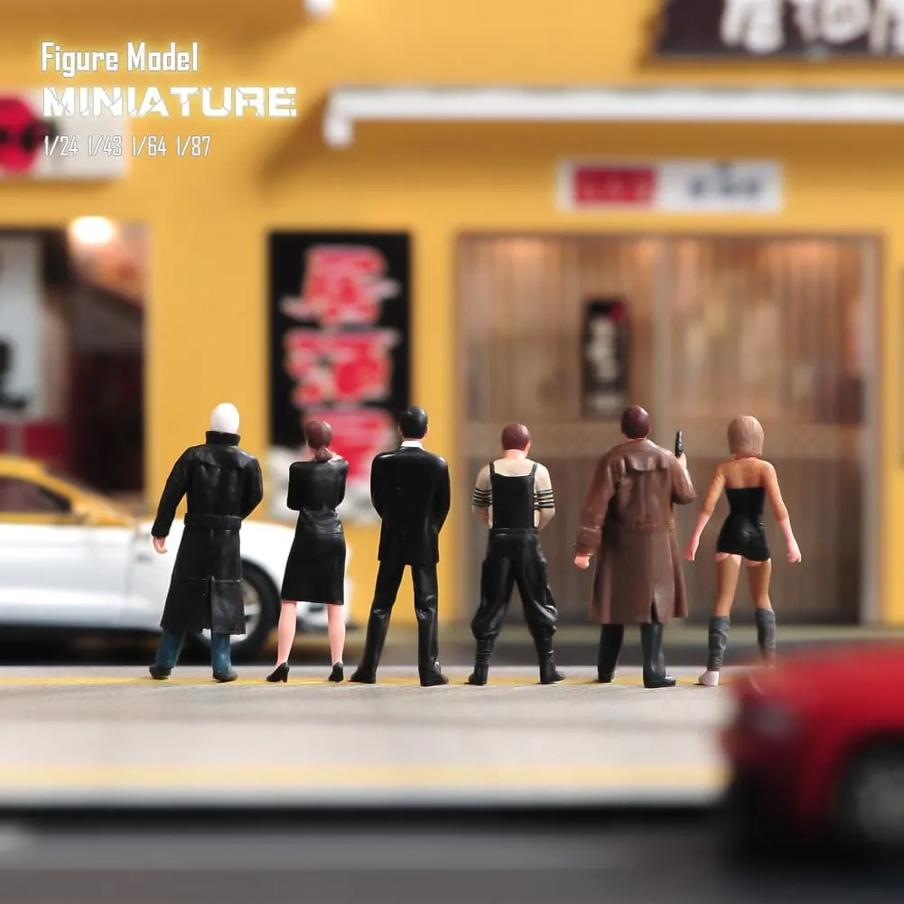 Miniatures Diorama 6PCS 1/24 1/43 1/64 1/87 Scale Film Character Killer Man Girl Action Figure Doll Scene Model for Car Vehicles (Painted, 1:64 Scale)