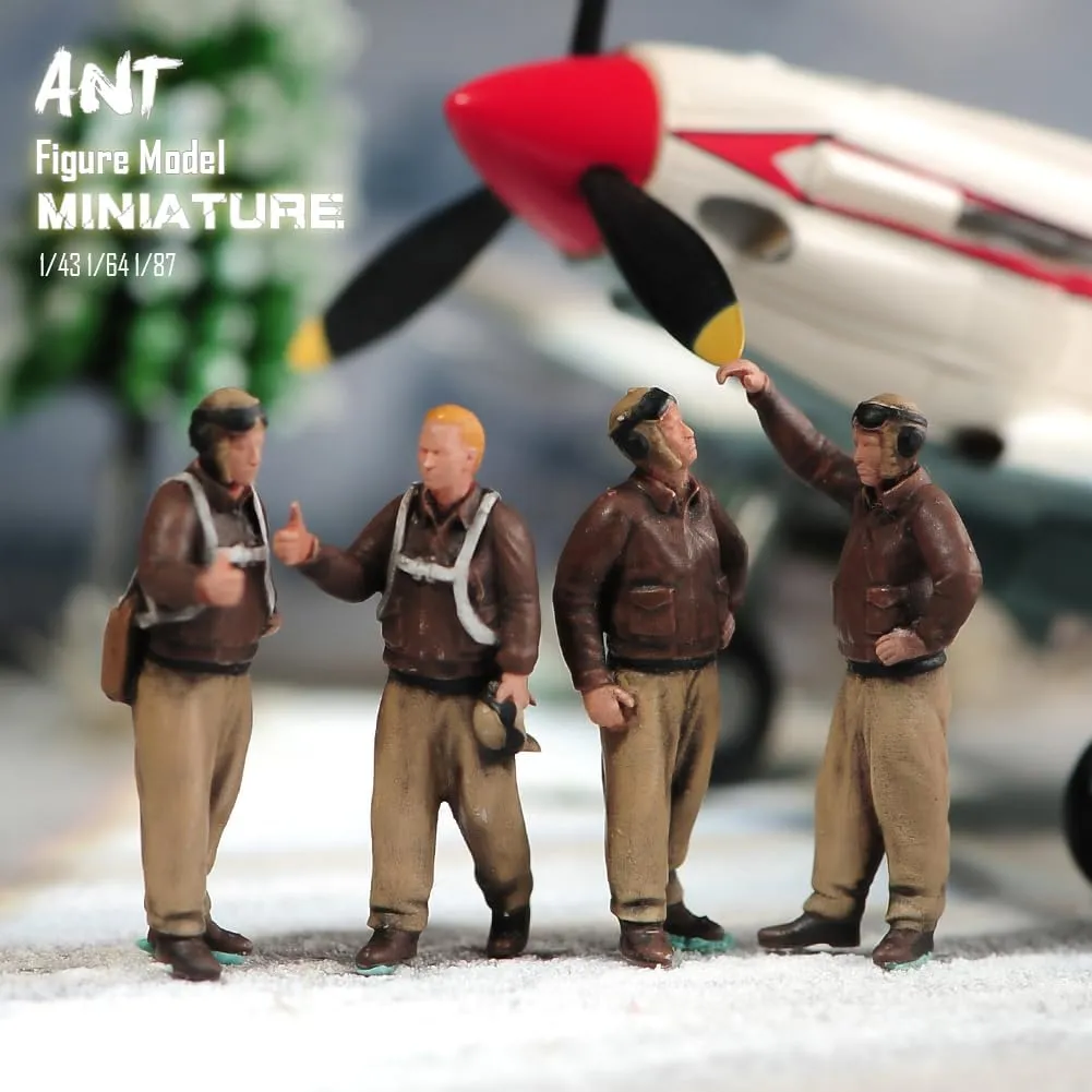 Miniatures Figurine 1/72 1/64 1/35 Scale WWII Soviet British Commander Pilots Modern Soldiers Hounds Diorama Figure Model DIY Creative Photography Toys (Painted D, 1/35 Scale)