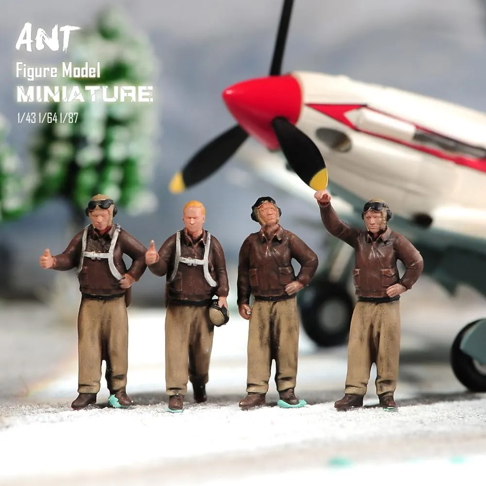 Miniatures Figurine 1/72 1/64 1/35 Scale WWII Soviet British Commander Pilots Modern Soldiers Hounds Diorama Figure Model DIY Creative Photography Toys (Painted D, 1/35 Scale)