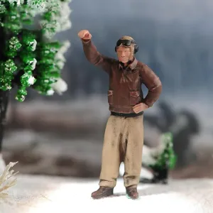 Miniatures Figurine 1/72 1/64 1/35 Scale WWII Soviet British Commander Pilots Modern Soldiers Hounds Diorama Figure Model DIY Creative Photography Toys (Painted D, 1/35 Scale)