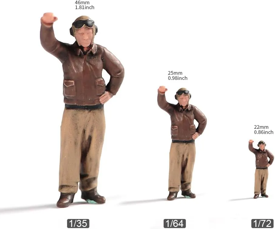 Miniatures Figurine 1/72 1/64 1/35 Scale WWII Soviet British Commander Pilots Modern Soldiers Hounds Diorama Figure Model DIY Creative Photography Toys (Painted D, 1/35 Scale)