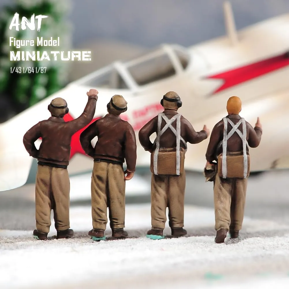 Miniatures Figurine 1/72 1/64 1/35 Scale WWII Soviet British Commander Pilots Modern Soldiers Hounds Diorama Figure Model DIY Creative Photography Toys (Painted D, 1/35 Scale)