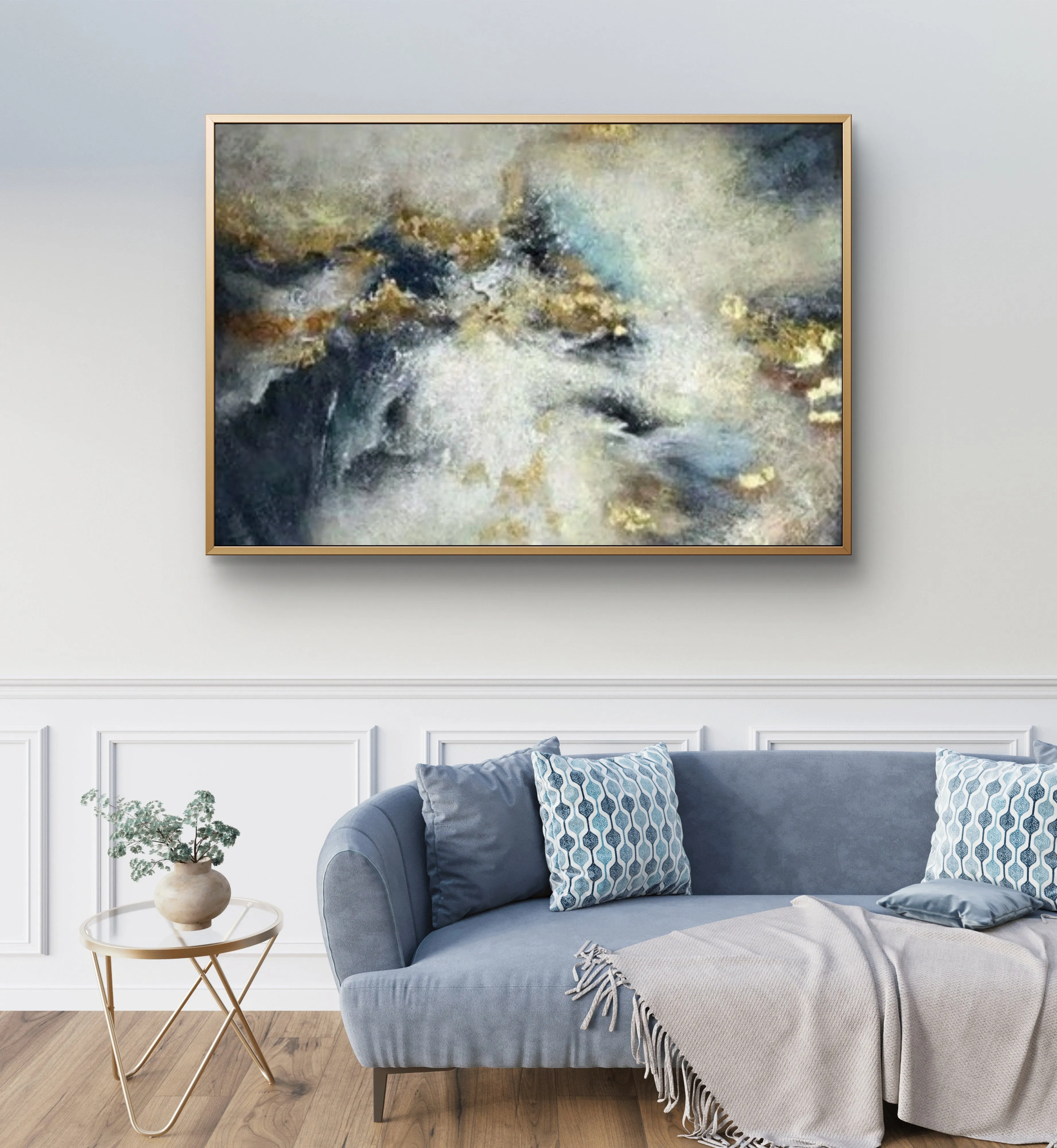 Modern Gold Foil Cloud 100% Hand Painted Wall Art