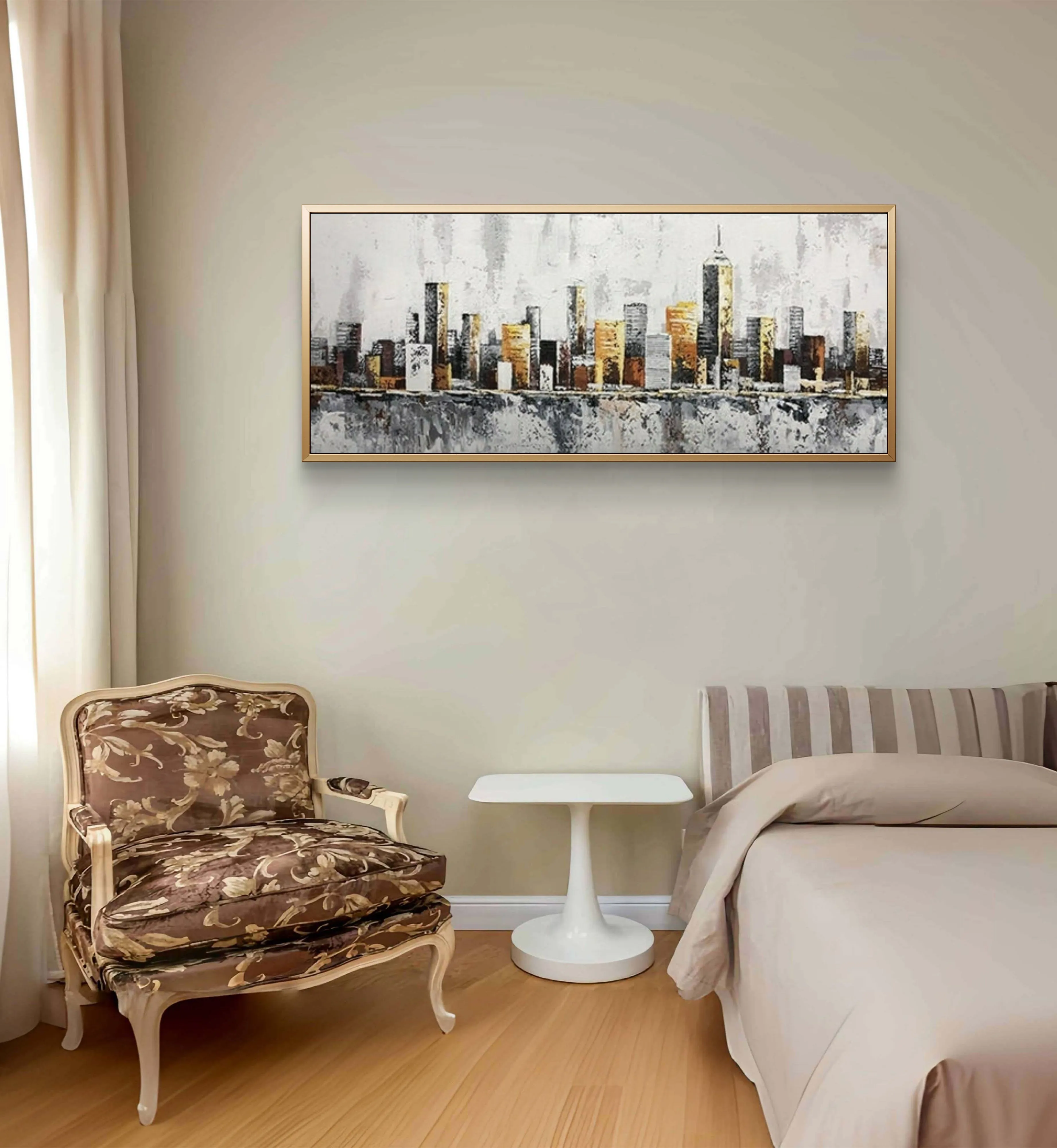 Modern Urban City Skyline Acrylic Oil Painting
