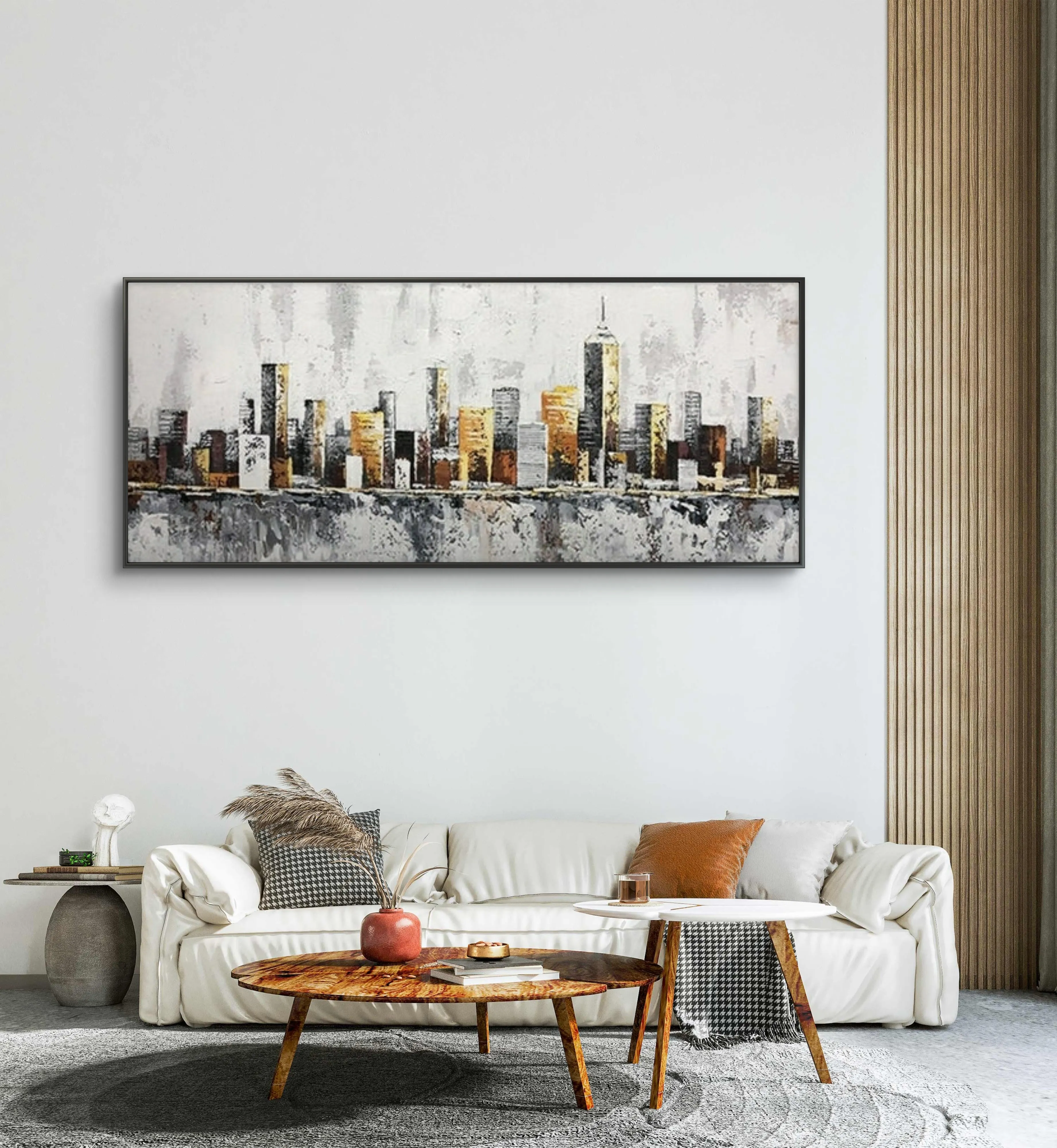 Modern Urban City Skyline Acrylic Oil Painting