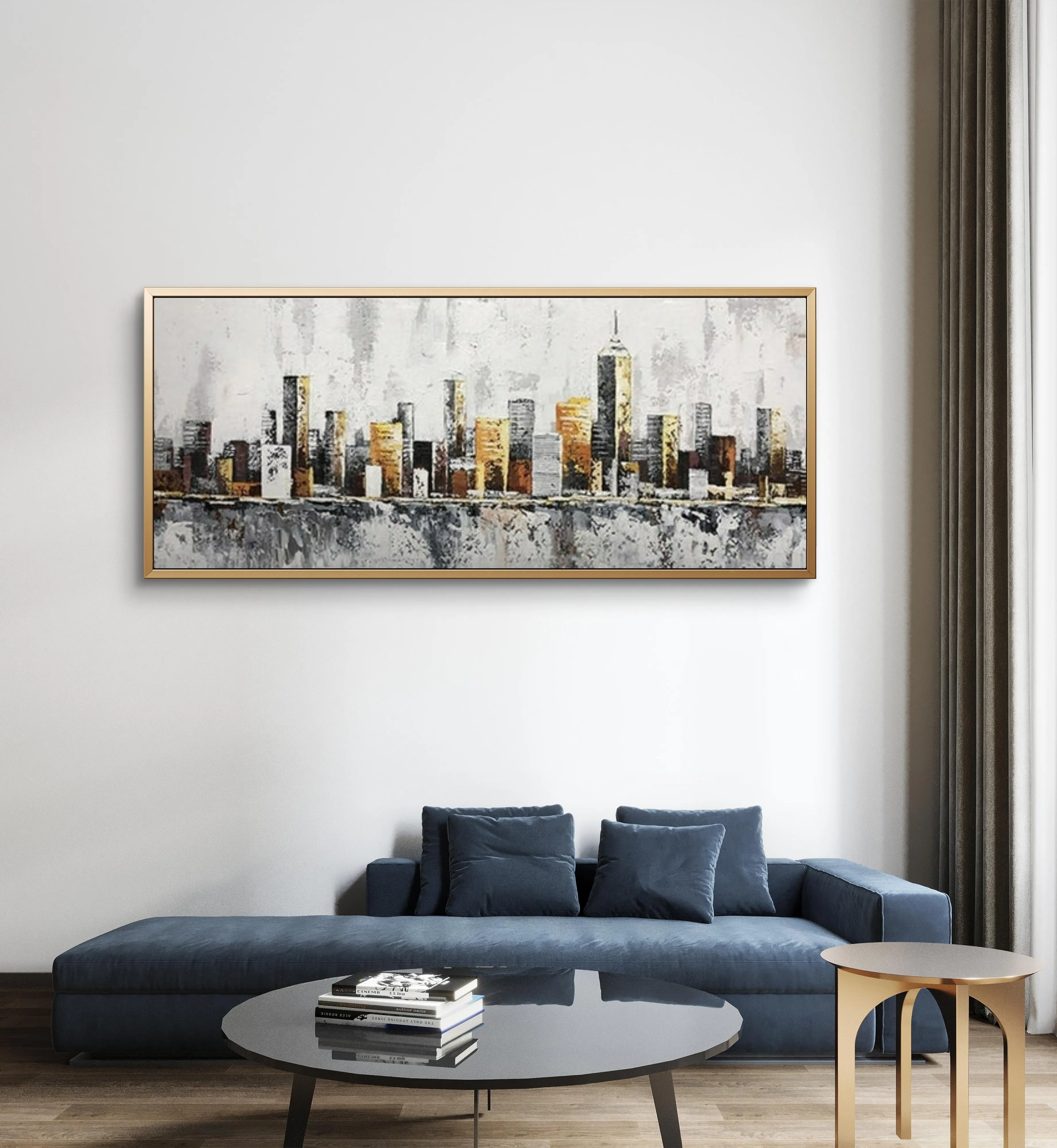 Modern Urban City Skyline Acrylic Oil Painting