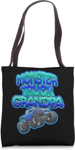 Monster Truck Grandpa Cool Blue Graffiti Style Tote Bag