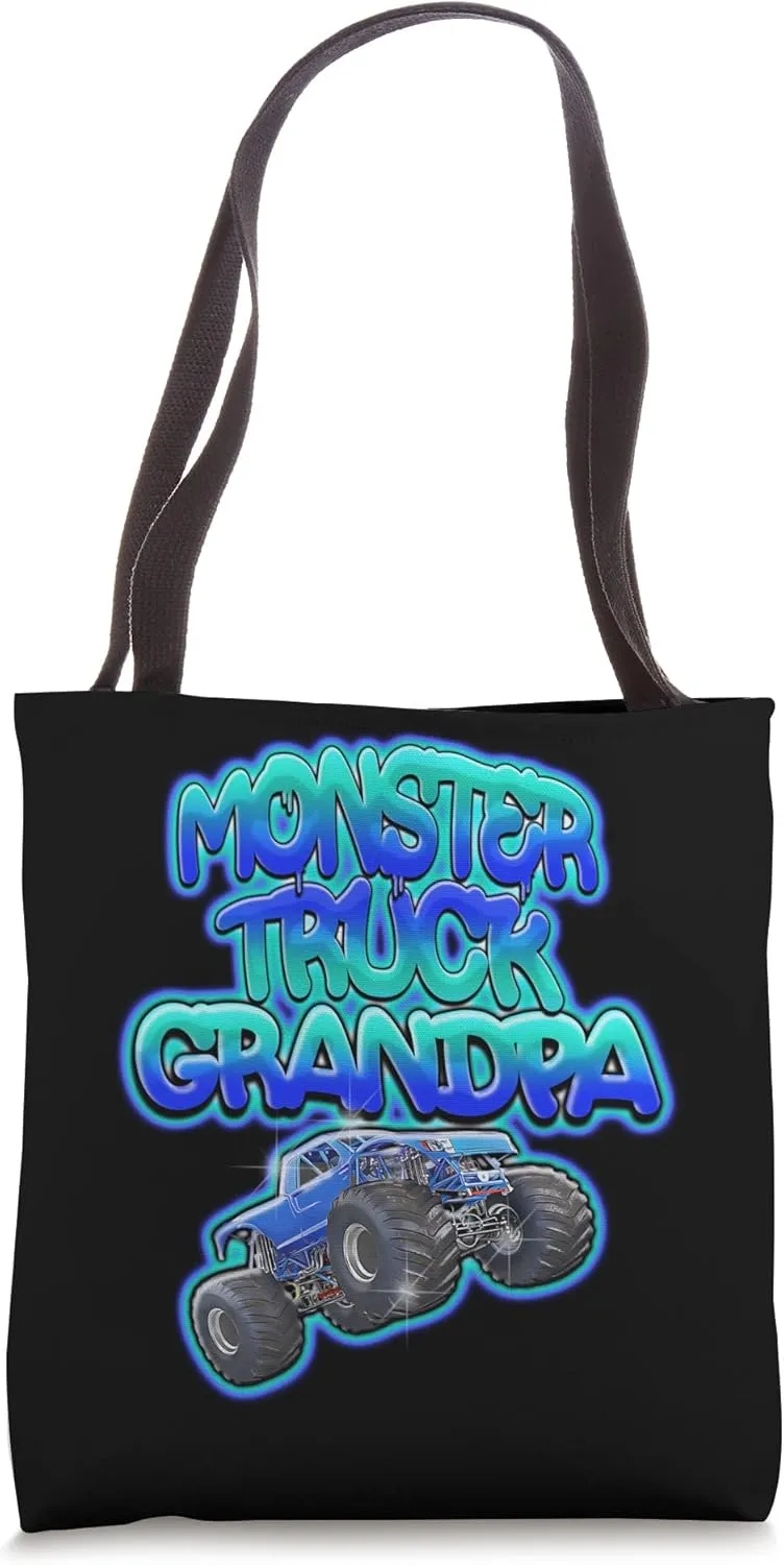 Monster Truck Grandpa Cool Blue Graffiti Style Tote Bag