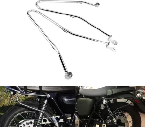 Motorcycle Saddlebags Bars Left & Right Saddlebag Support Bars Mount Brackets Support fit for Triumph Bonneville T100/ SE T100/Thruxton 900(Chrome)