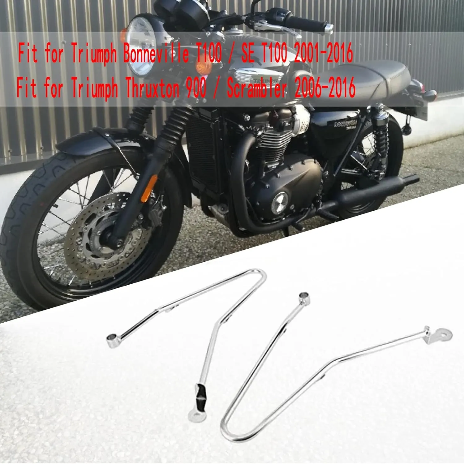 Motorcycle Saddlebags Bars Left & Right Saddlebag Support Bars Mount Brackets Support fit for Triumph Bonneville T100/ SE T100/Thruxton 900(Chrome)