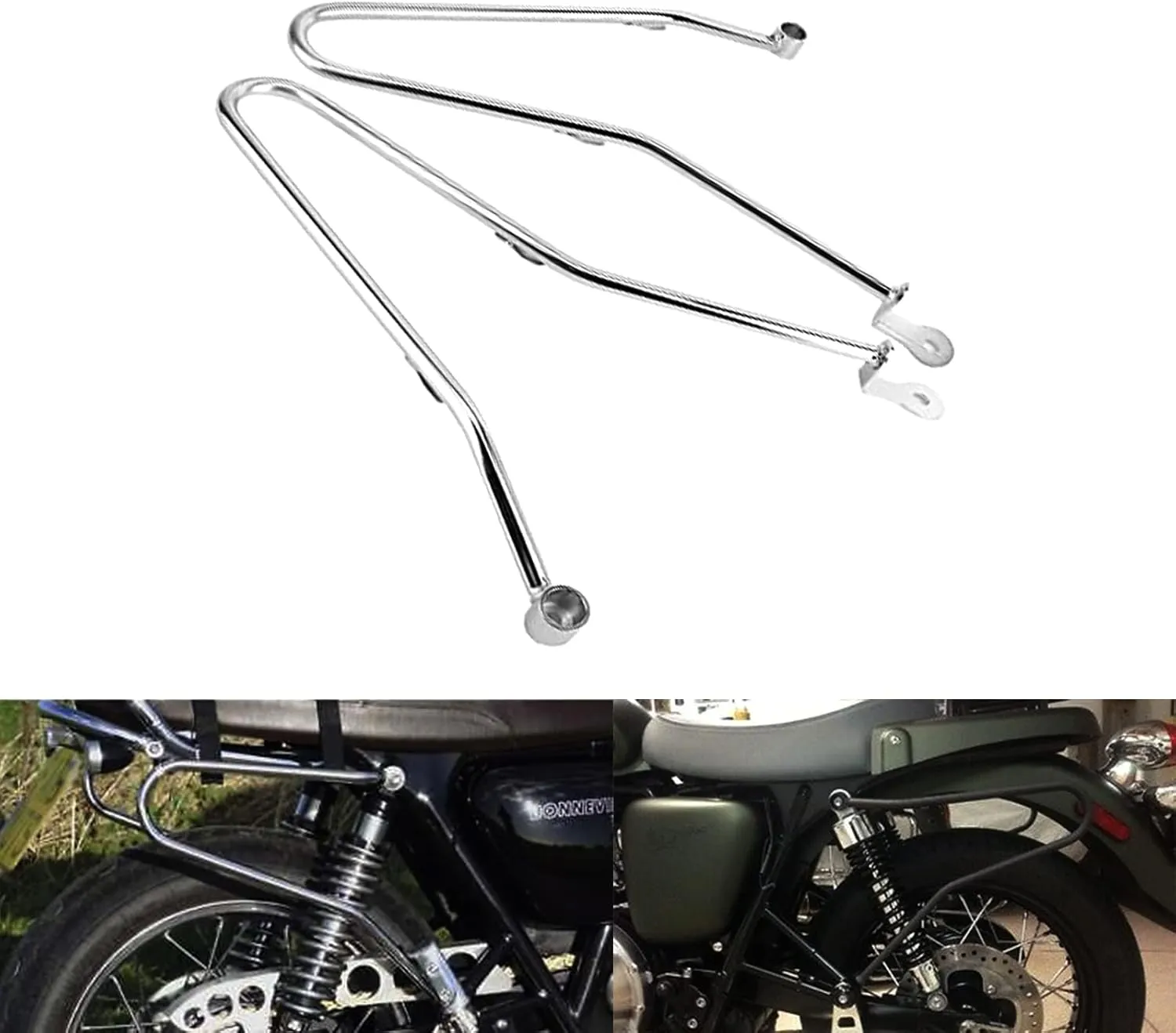 Motorcycle Saddlebags Bars Left & Right Saddlebag Support Bars Mount Brackets Support fit for Triumph Bonneville T100/ SE T100/Thruxton 900(Chrome)