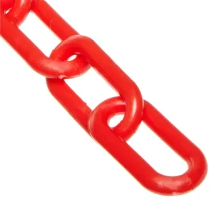 Mr. Chain Heavy Duty Plastic Barrier Chain, Red, 2-Inch Link Diameter, 50-Foot Length (51005-50)