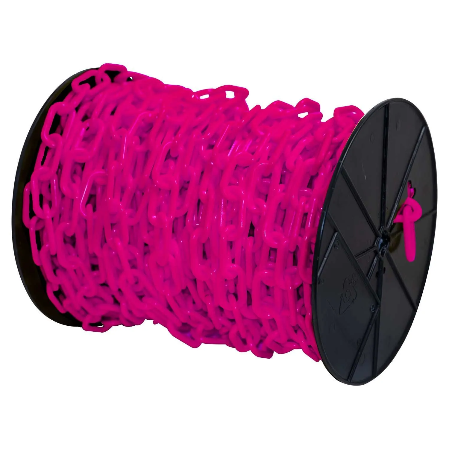 Mr. Chain Plastic Barrier Chain Reel, Safety Pink, 2-Inch Link Diameter, 125-Foot Length (50125)