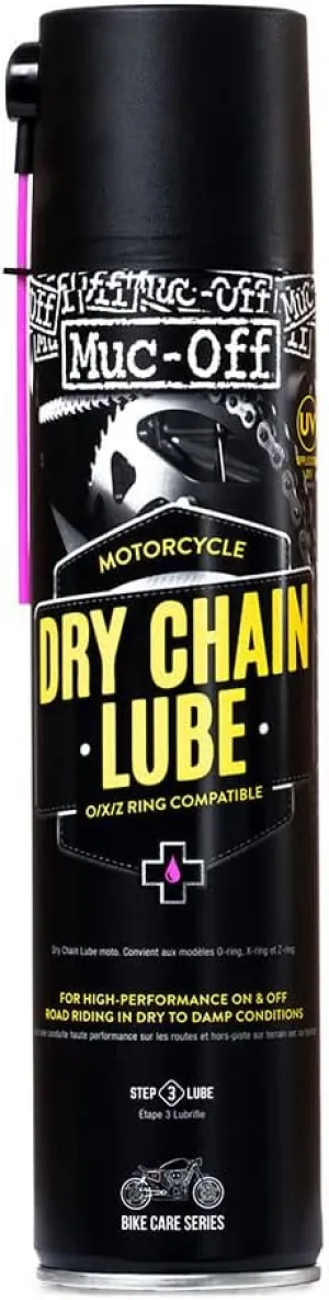Muc-Off Dry Chain Lube - 13.5 fl oz Chain Wax for Dry Conditions - On & Off-Road Motorcycle Chain Oil