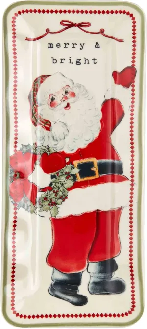 Mud Pie Everything Christmas Plate, Santa Vintage, 4" x 9"