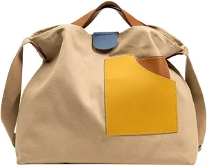 Mudono Handbag for Women Canvas Color-block Crossbody Purse Large Shoulder Bags Casual Hobo Handbag Lightweight Tote Purse