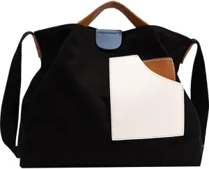 Mudono Handbag for Women Canvas Color-block Crossbody Purse Large Shoulder Bags Casual Hobo Handbag Lightweight Tote Purse