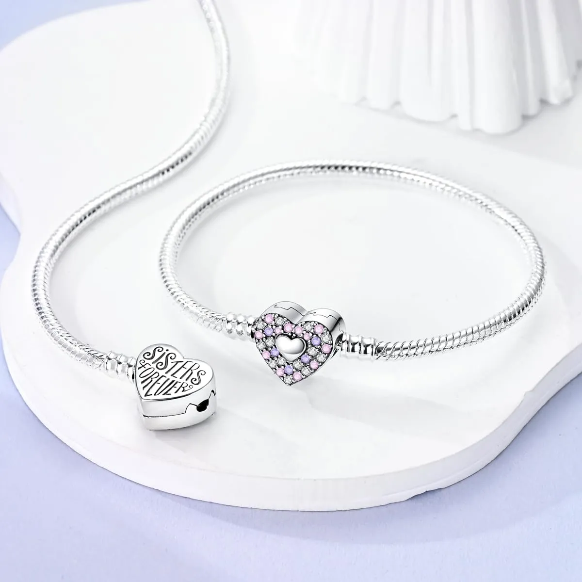 MULA 925 Sterling Silver Snake Chain Charm Bracelet Butterfly Sunflower Heart with 5A Cubic Zirconia Bracelets for Women
