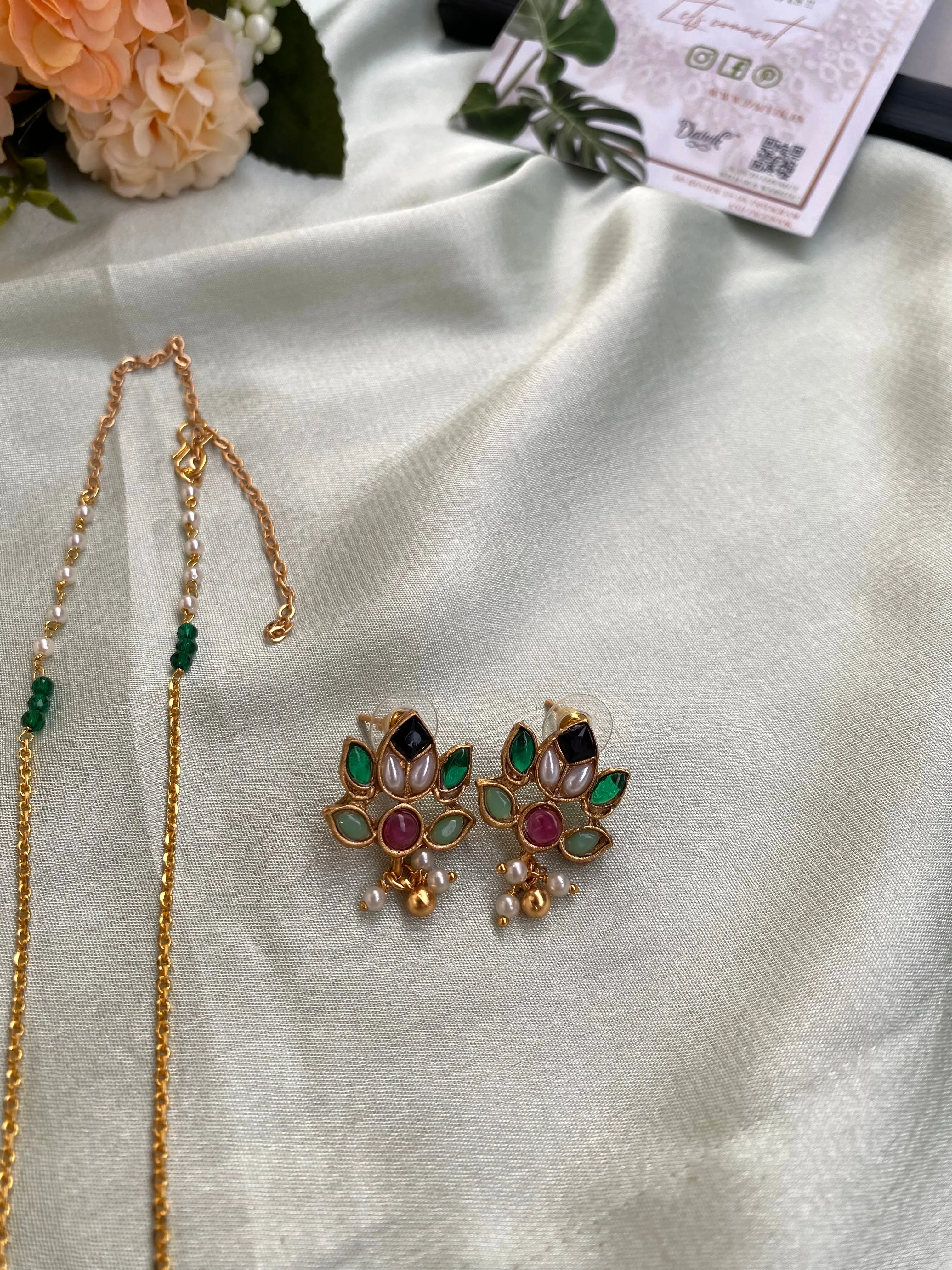 Multicolour Flower kids / Adult longchain with Earrings