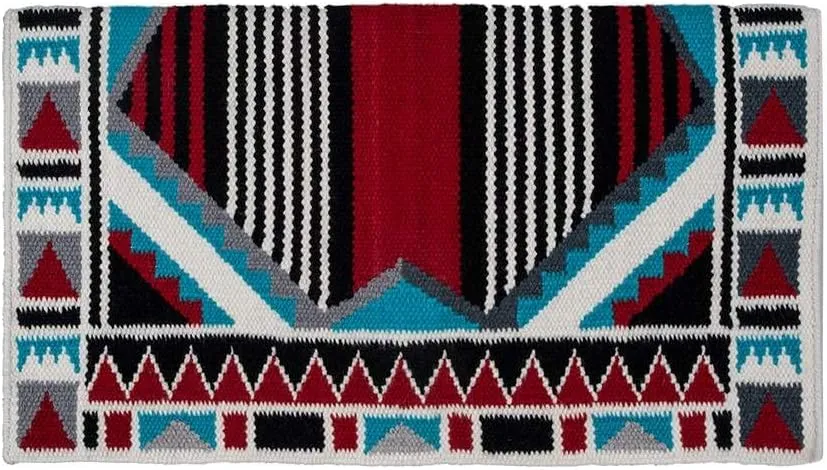 Mustang Manufacturing Company Good Medicine Highly Decorated Wool Saddle Blanket Scarlet/Raven 38X34