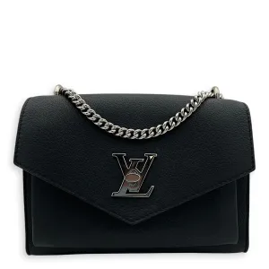 Mylockme Satchel Chain  Crossbody Bag Black in Calfskin, Silver