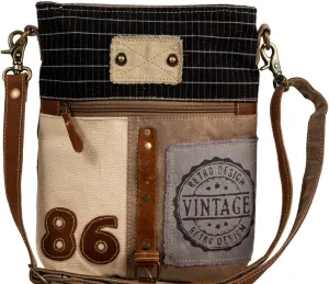Myra Bag Crossbody Purse - Route 86 Leather and Canvas Crossbody Bag for Women, Patchwork Vintage Purses for Women, Vintage Purse with Adjustable Strap,