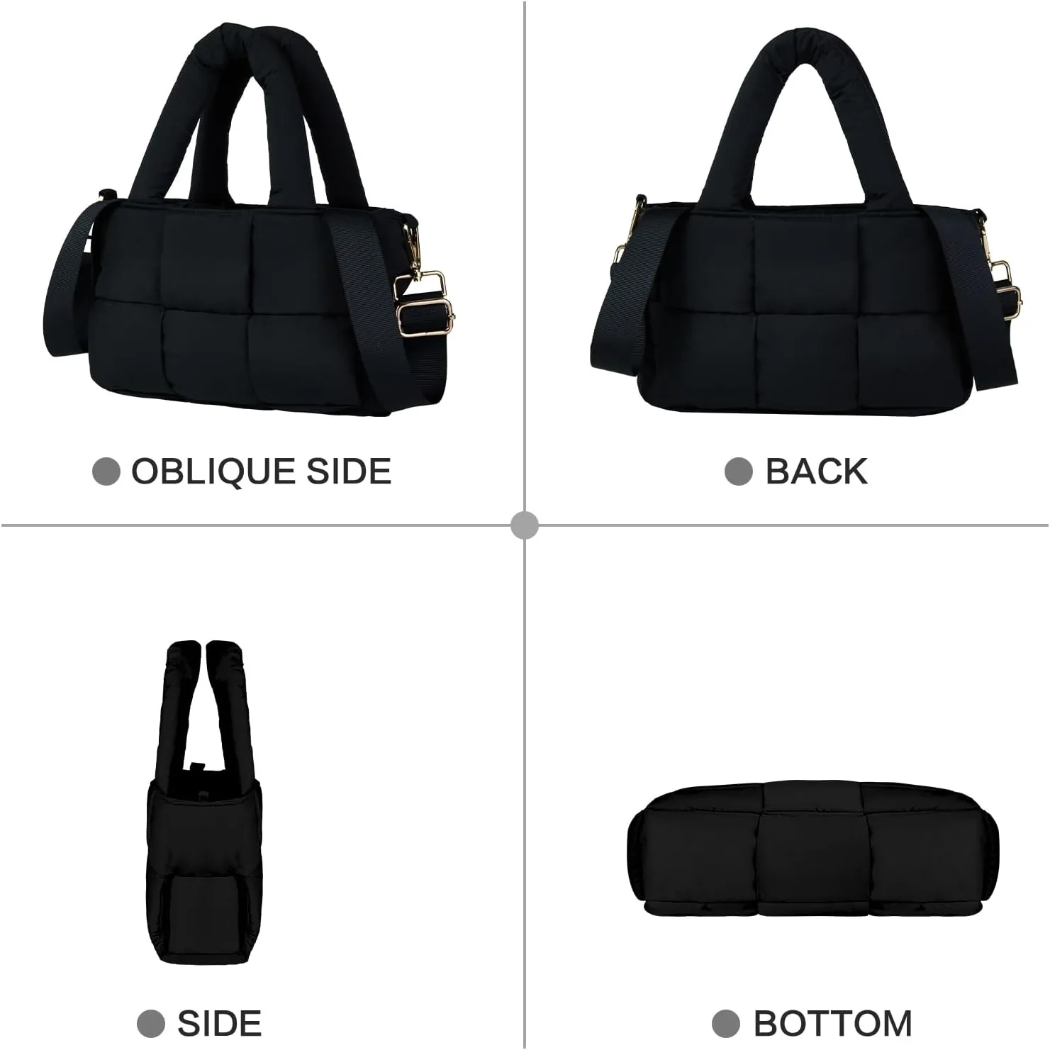 NAARIIAN Puffer Tote Bag Small Women's Satchel handbag Cross body Shoulder bag Woven Puffy Purse