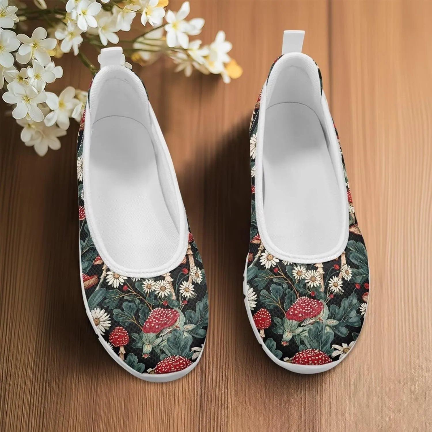 Natural Plant Womens Walking Shoes Slip On Shoes Sneakers Casual Athletic Running Lightweight Breathable