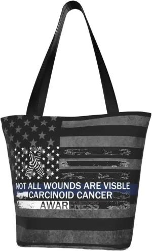 Not All Wounds Are Visible Carcinoid Cancer Awareness Fashion Shoulder Bag Large Capacity For Man Or Woman