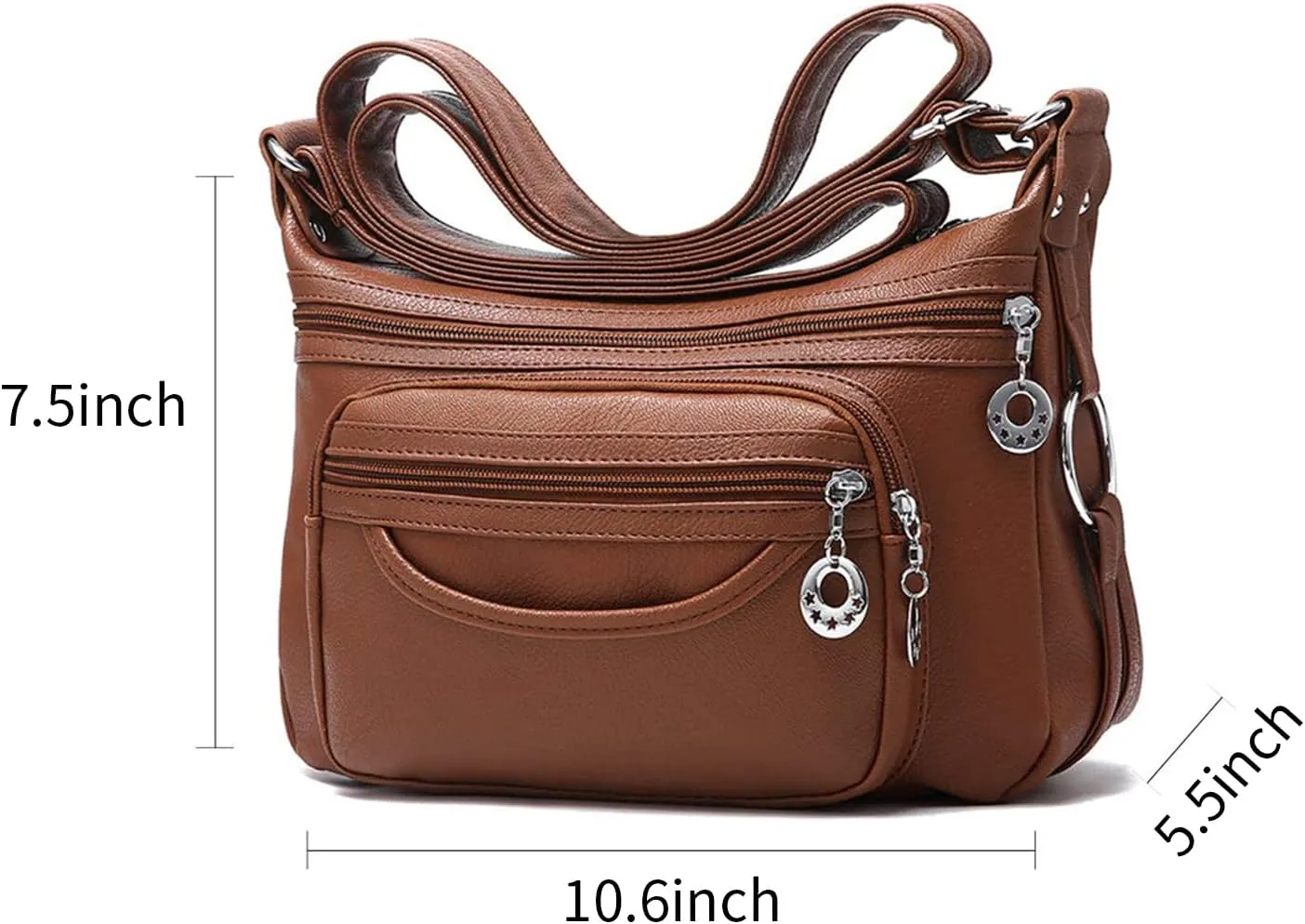 NOTAG Leather Crossbody Bags for Women Multi Pockets Shoulder Bags Ladies Purses Large Travel Handbags