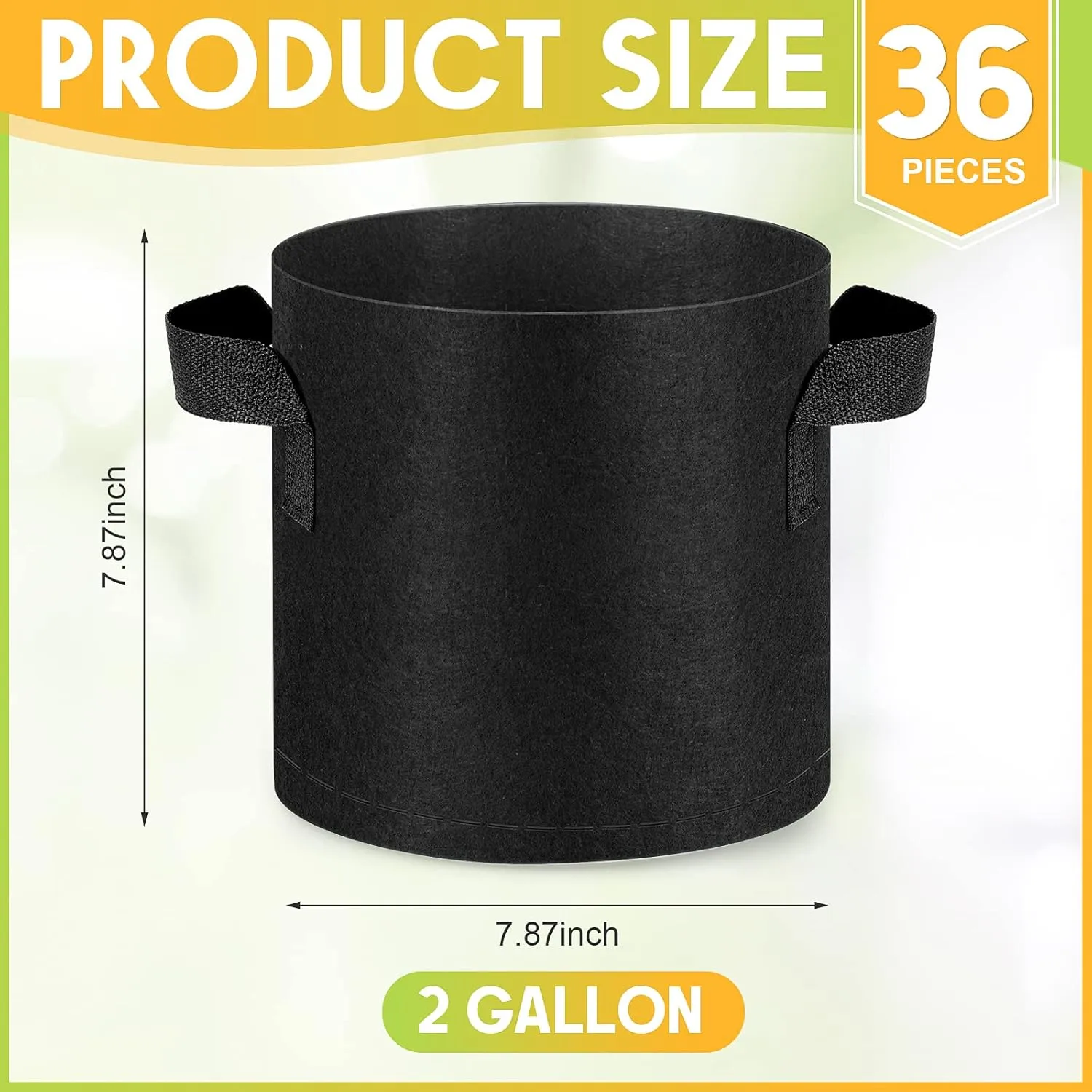 Nuanchu 36 Packs 2 Gallon Grow Bags Bulk Aeration Fabric Pot with Handles Thickened Nonwoven Garden Bags to Healthy Root Growth Vegetables Heavy Duty Grow Pots Planting Bag Planter for Flower Fruits