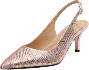 NUMALEO Slingback Heels for Women Pointed Close Toe Kitten Heels Patent Pumps Dress Party Comfy Stiletto 2.5 Inch Dress Shoes